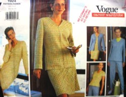 1924 Vogue CAREER ZIPPY JACKET, DRESS, TOP,  BOTTOMS 97 PATTERN 14-18 uncut
